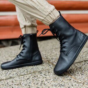 Shapen Maverick Barefoot Combat Boots // Matt Black Premium Leather